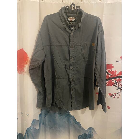 Harley Davidson Flame Ride Embroidered Designed Button Down Long Sleeve - Picture 3 of 8